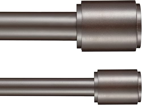 Miniatura 2 de Barra de cortina de tratamiento de ventana de 1 pulgada con remates de tapa cilíndrica, barra de cortina doble longitud ajustable 36-72 pulgadas,