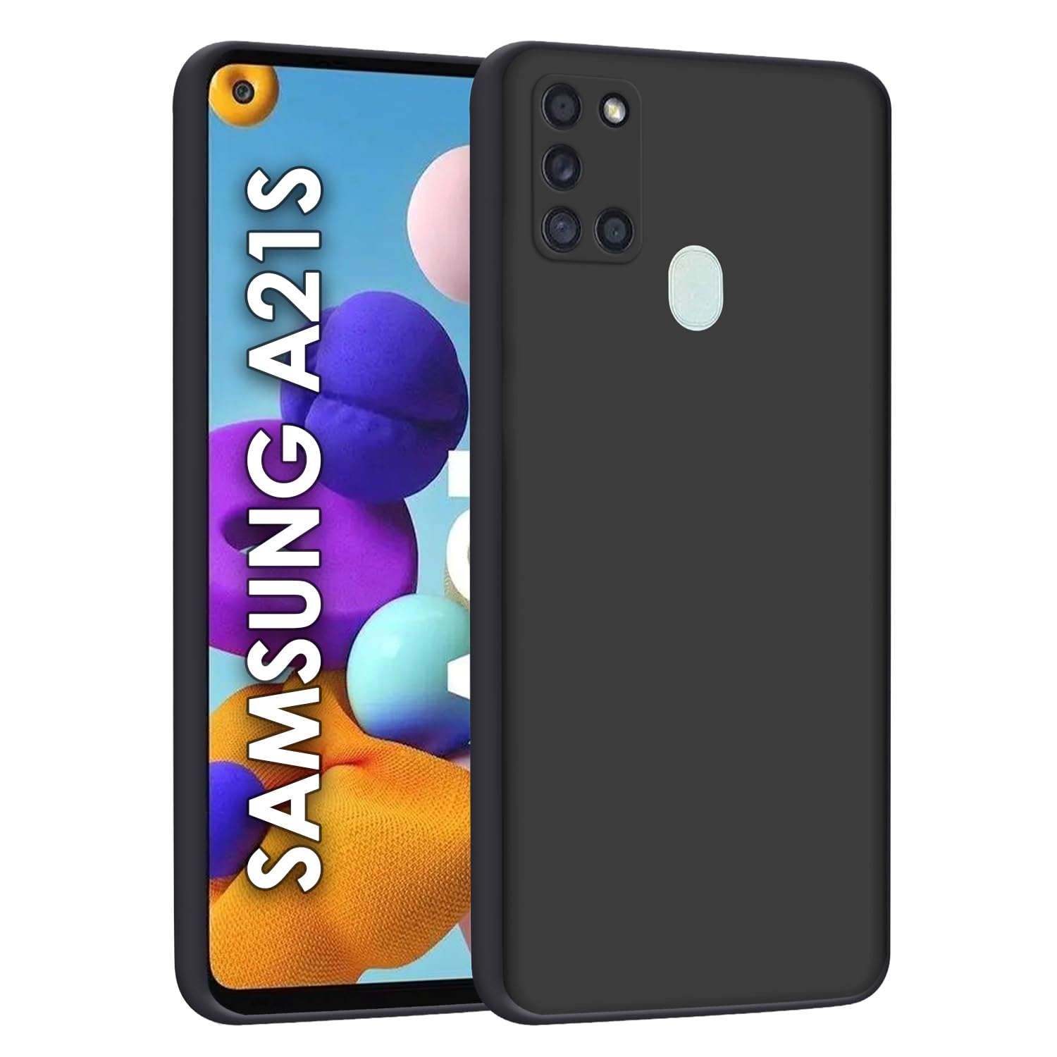 HELLO ZONE Samsung Galaxy A21s Case Cover Back Soft Slim Flexible Shock Absorbent Protective for Matte Black by Nice.Store.UAE