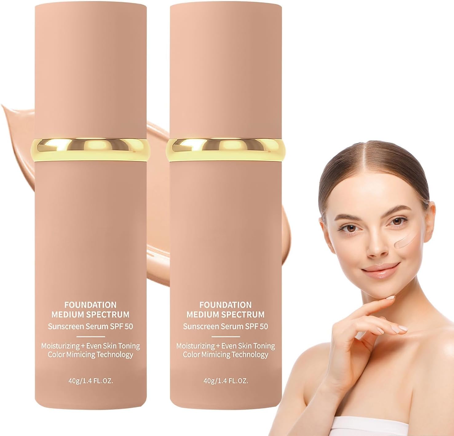 Lasting Poreless Liquid Foundation, Medium to Full Coverage with Matte Finish, Covers Blemishes & Under-Eye Circles for All Skin Types, 4 in 1 Longwearing & Waterproof Liquid Foundation with SPF 50+