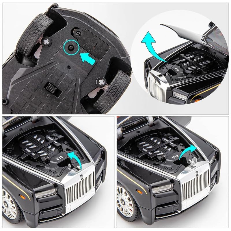 Image of 1:18 【Large】 Rolls-Royce Phantom Car Toy Metal Pull Back Diecast Car with Openable Door and Sound Light, Gifts Toys for Kids【 Colors as Per Stock 】