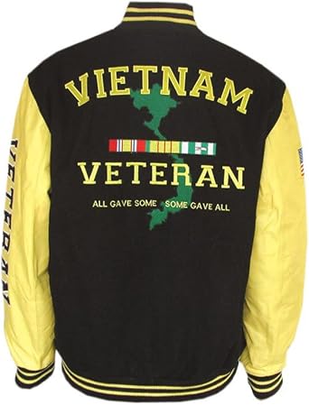 JWM Mens Varsity Jacket Vietnam Veteran XXLarge Black/Gold