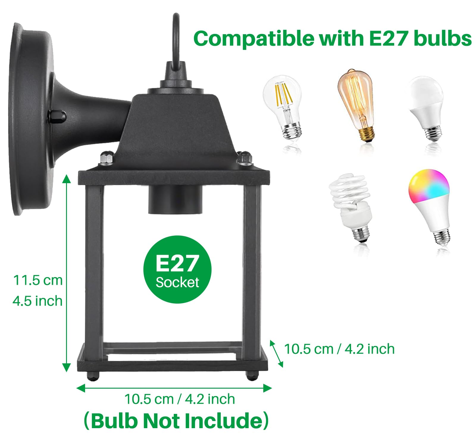 EBION Outdoor Wall Lights,Outdoor Wall Lantern IP44 Waterproof,Black Exterior Wall Sconce Light Fixtures with Clear Glass Shade,Aluminum Outside Wall Lamp for Porch Front Door Patio Garden,2 Pack - Image 3