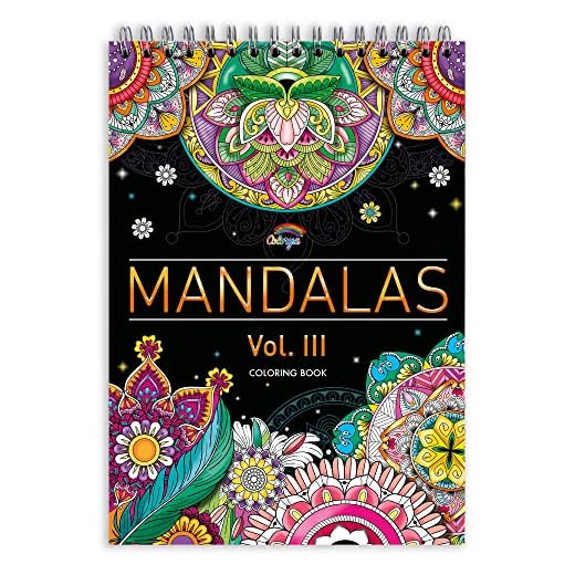 Colorya Libro para colorear Mandalas Vol. III – Tamaño A4 – Cuaderno de dibujo antiestrés, Zen – Ocupación para adultos – Papel premium, no fluye, impresión unilateral
