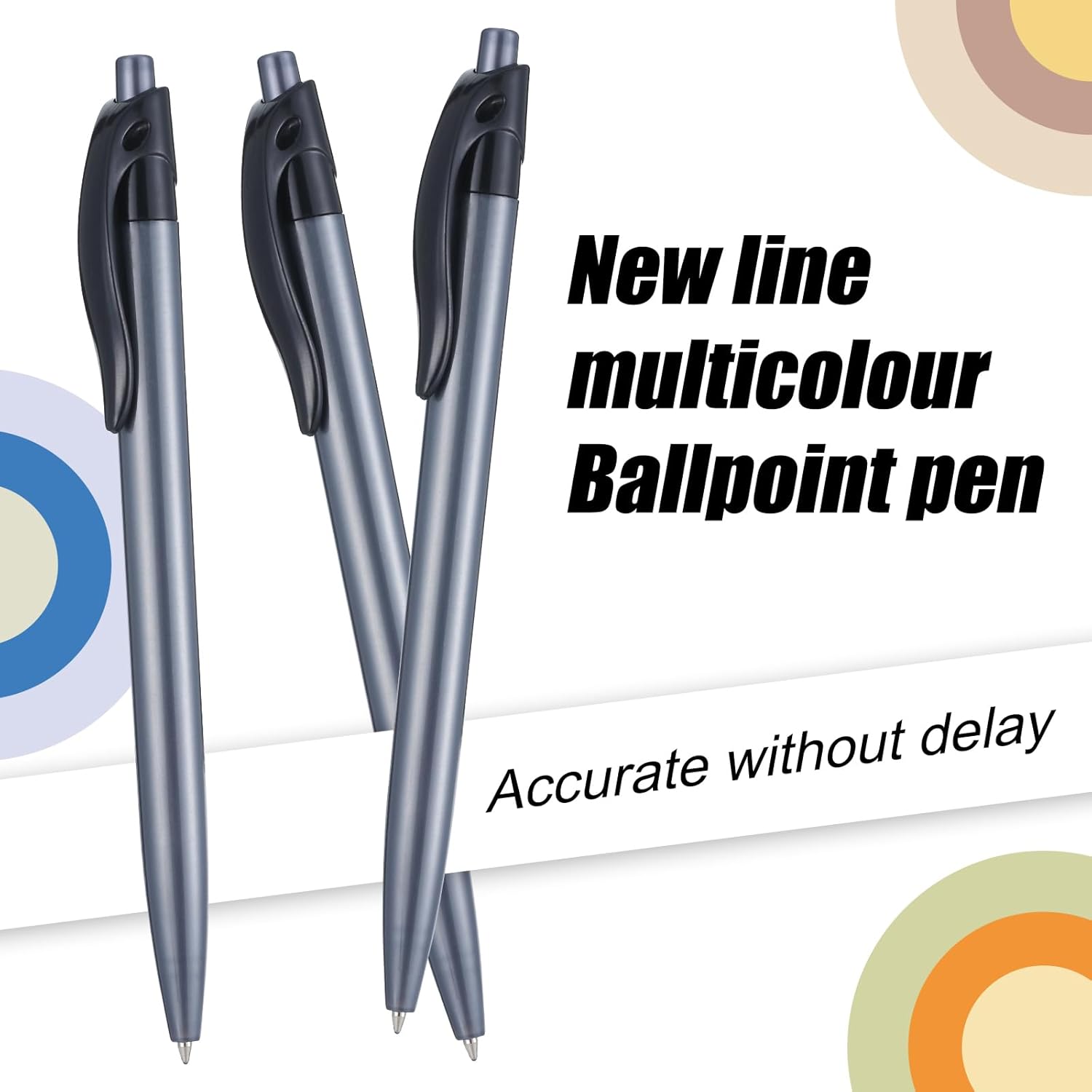 Retractable Black Ballpoint Pen Pack of 50 Black Pens Bulk for Smooth Writing 1.0mm Medium Black Ink Pen, Click pens with Comfort grip, Idea for Journaling, Planner, Note Taking Office School - Image 4