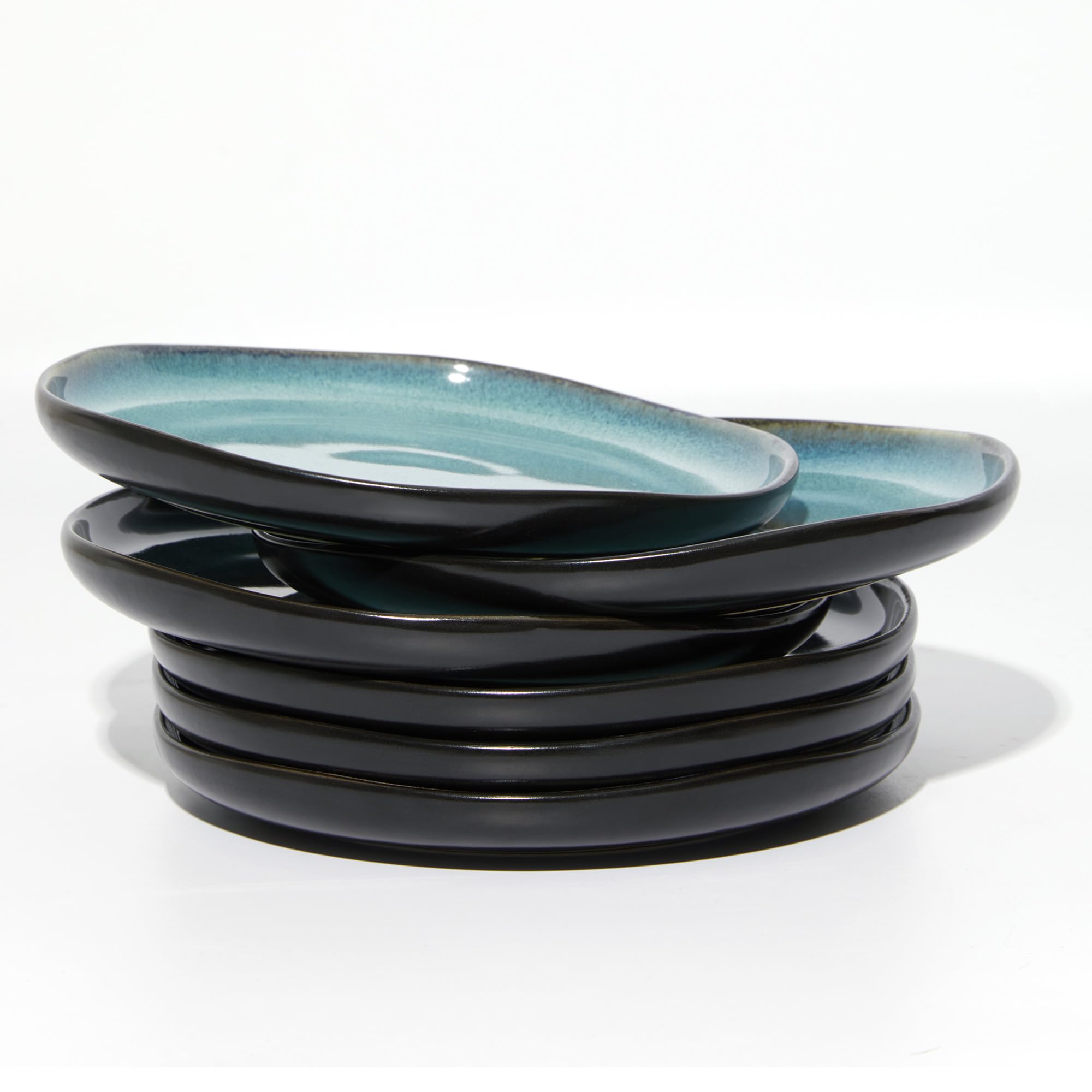 Pokini Ceramic Salad Plates Set of 6, 8inch Stoneware Small, Dessert Plates