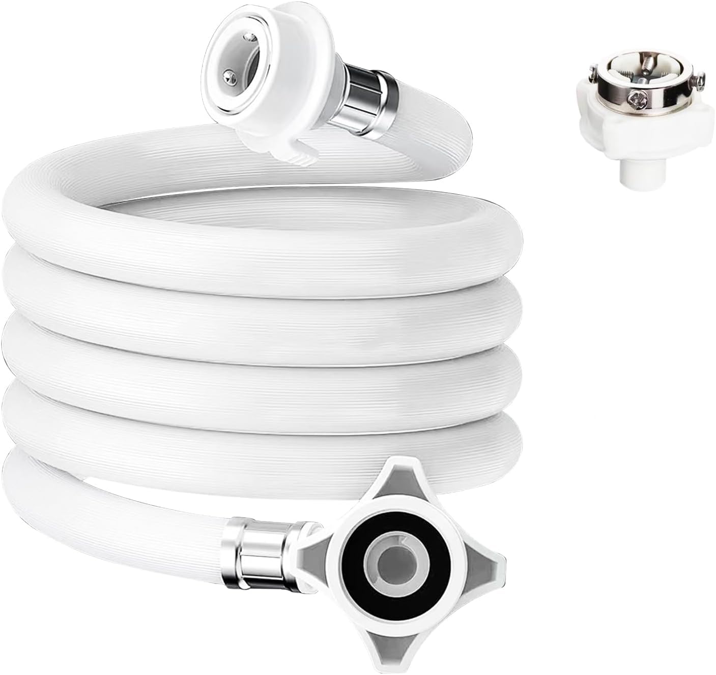 2m Water Inlet Hose Pipe with Tap Connector Adapter for Automatic Washing Machine, PVC Explosion-proof Extension Tube (6.56Ft/2 Meters) White