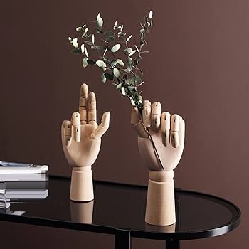 彫刻】右手金属製置物木製台座オブジェ美術工芸品モダンアート 手型