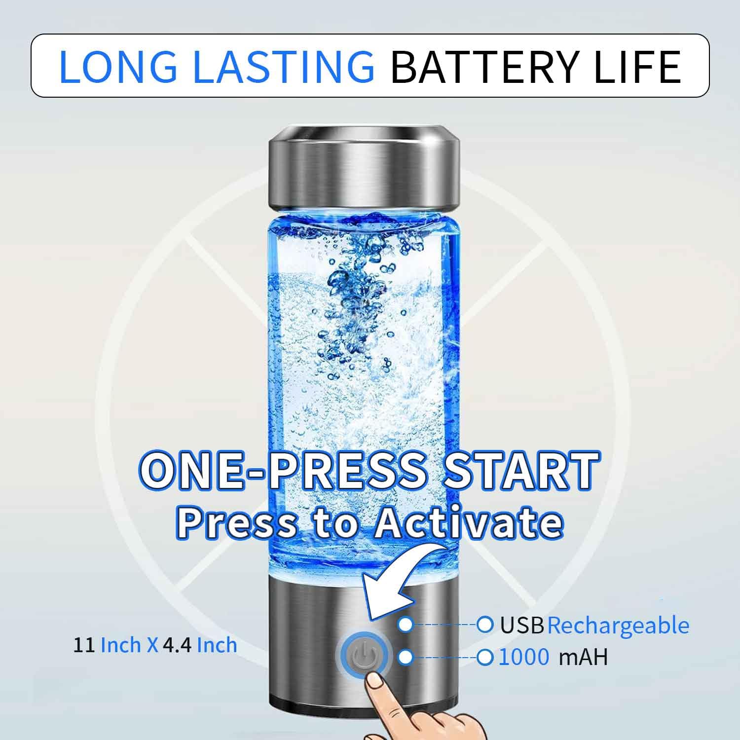 2025 Upgraded Hydrogen Water Bottle, Portable Hydrogen Water Ionizer Machine with SPE/PEM Tech, Hydrogen Water Generator, Rechargeable Hydrogen Rich Water Glass Health Cup for Home Travel (Silver) - Image 4