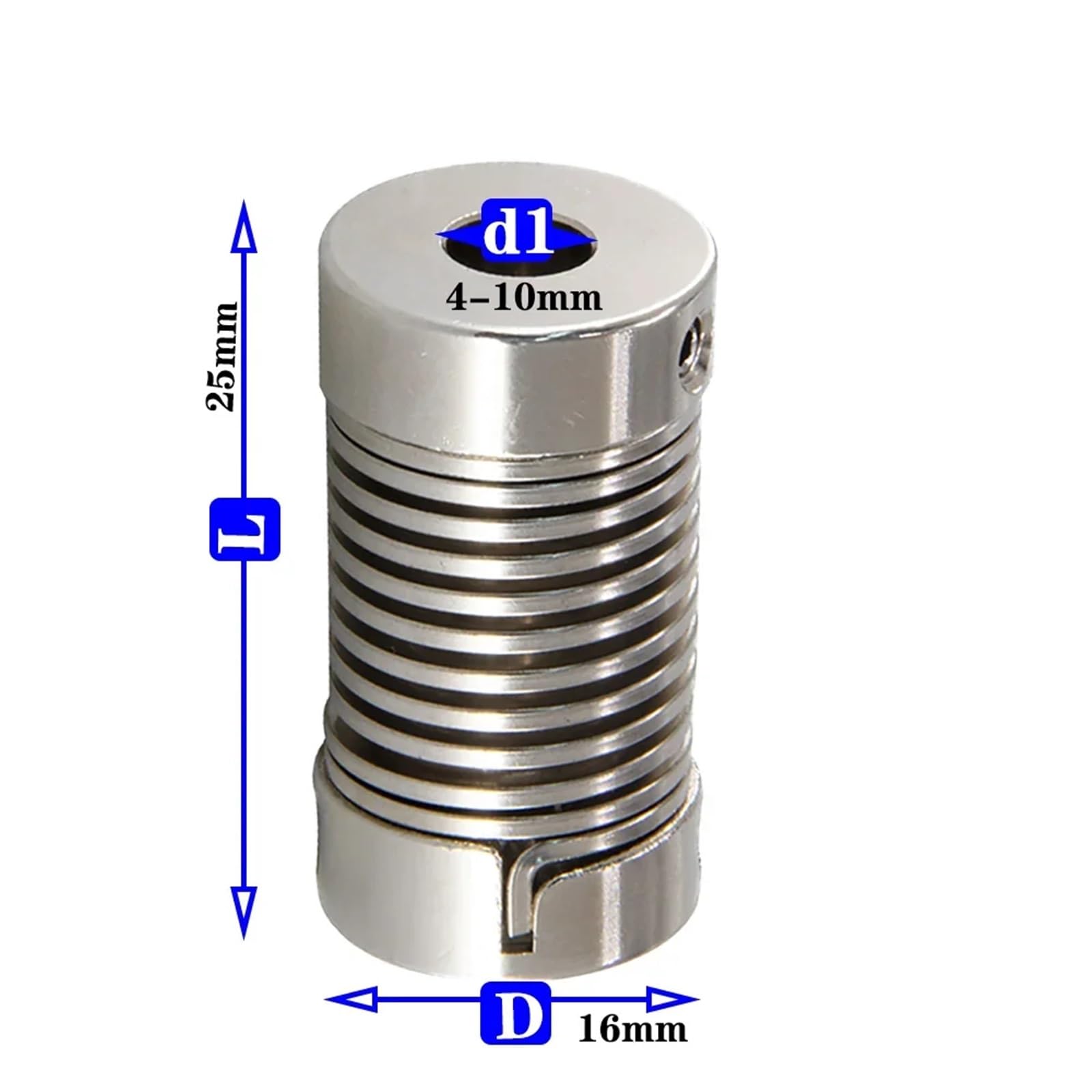 Acoplamiento elástico de resorte de aleación de aluminio D16L25 for conector de eje de varilla de tornillo de servomotor (1 unidad)(4X8)