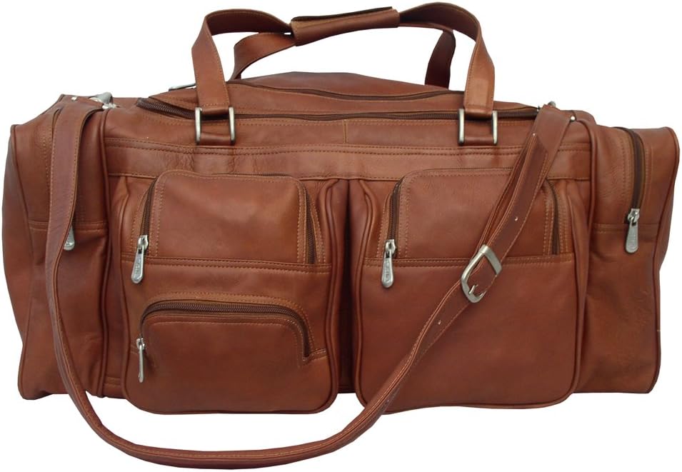 Piel Leather 24In Duffel with Pockets, Saddle, One Size