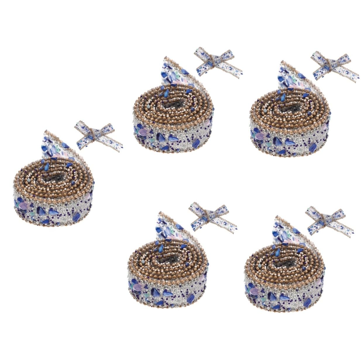 Tofficu 5rollen Dekoratives Strassband Für Kleidung Handgefertigtes Rhinestone Band Mit Goldperlen Lange Bastel-dekoration Für Hochzeiten Und Feste