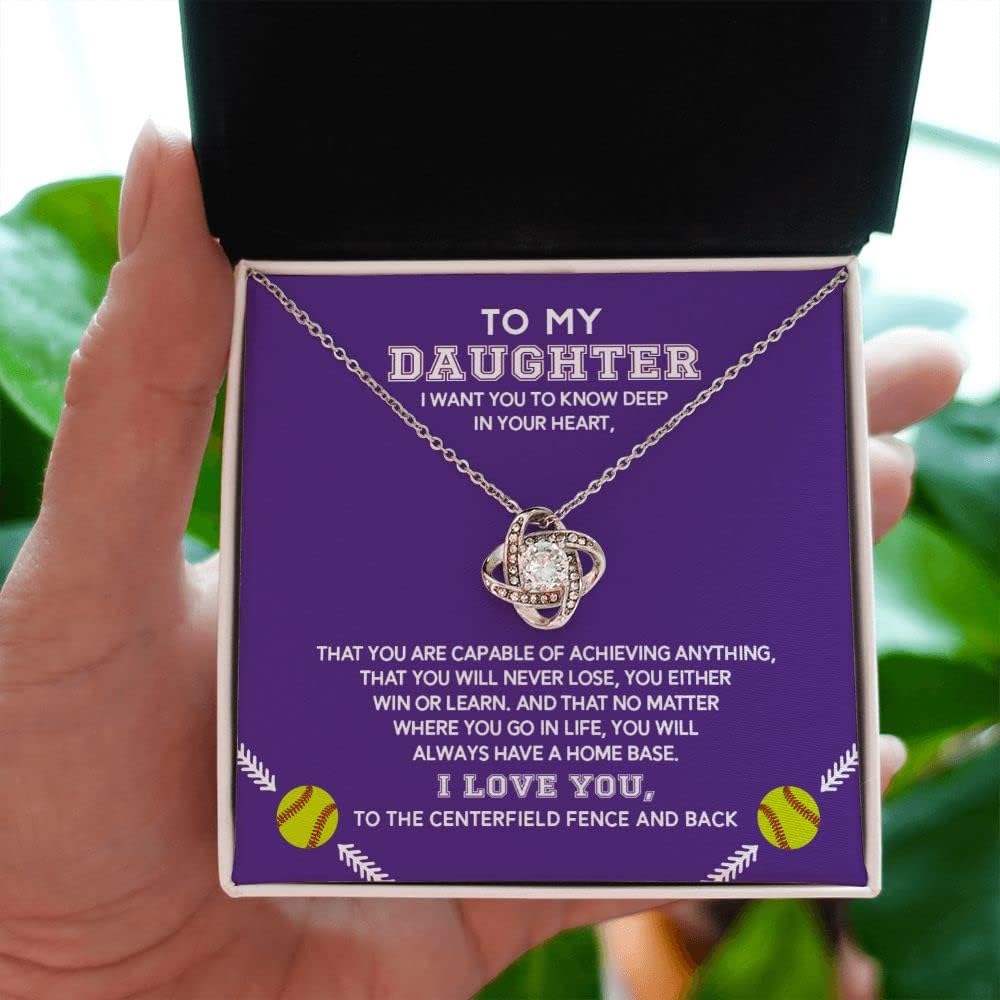 Personalized Softball Athletes Necklace For Daughters from Father Mother, Best Jewelry Birthday Gift, Beautiful Pendant to Women or Girls, Silver Heart Necklace, Daughter Gifts From Mom, Love Girl