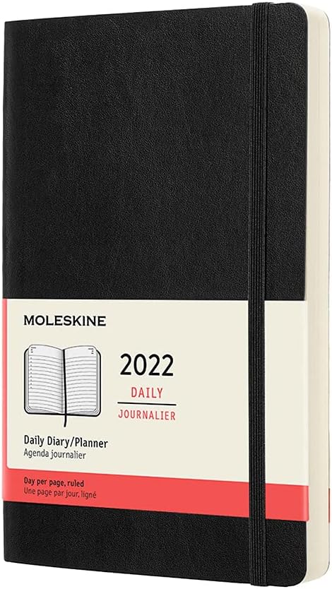 Moleskine Classic 12 Month 2022 Daily Planner, Soft Cover, Large (5" x 8.25"), Black : Office Products