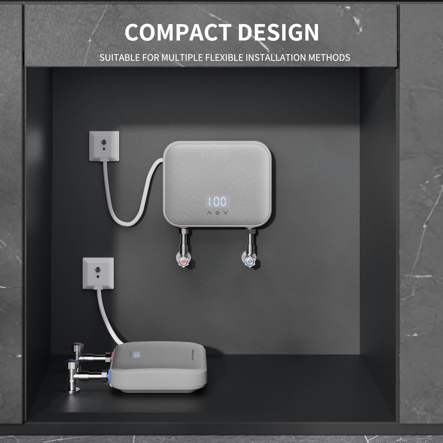 Tankless Water Heater Electric 110v,4000W Constant Temperature Instant Hot Water Heater With Automatic Control System Touch Digital Display Water Heater Wall or Floor Mounted (White)