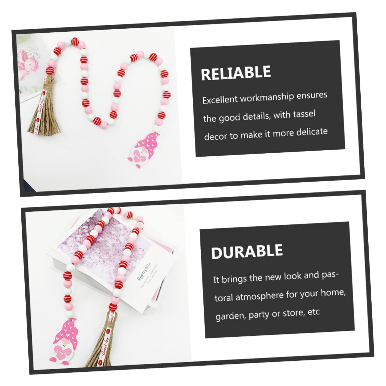 IMIKEYA 5stücke Tassel Bead String Mit Holzperlen Für Valentinstag Romantische Dekoration Für Zuhause Garten Und Rustikaler Für Vielseitig Einsetzbar
