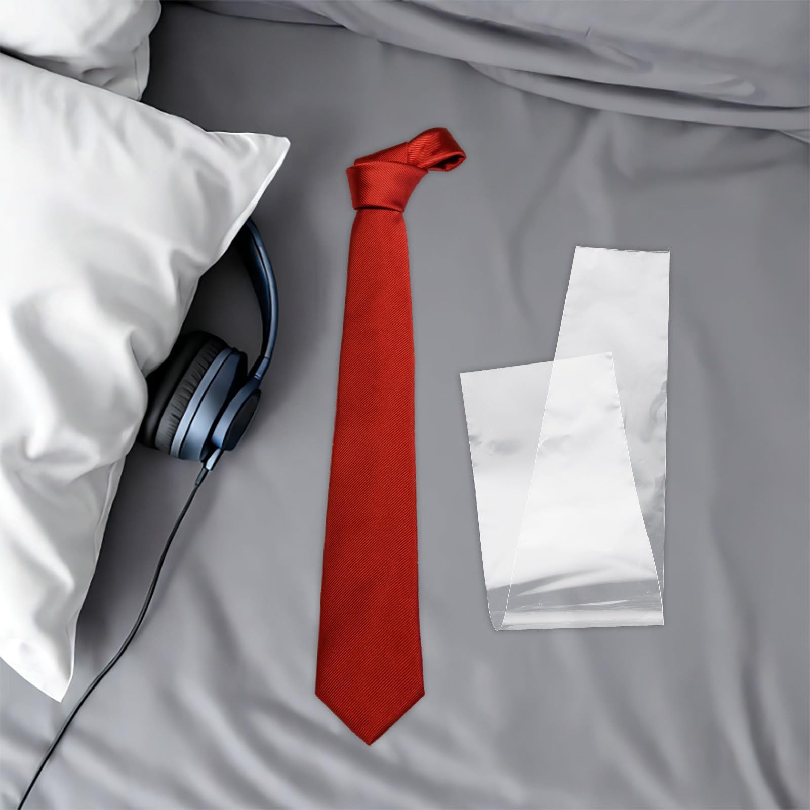MAGICLULU Fundas plásticas transparentes para corbatas 100 unidades 8 cm ancho con acceso rápido para almacenamiento y viajes, diseñadas para hombres