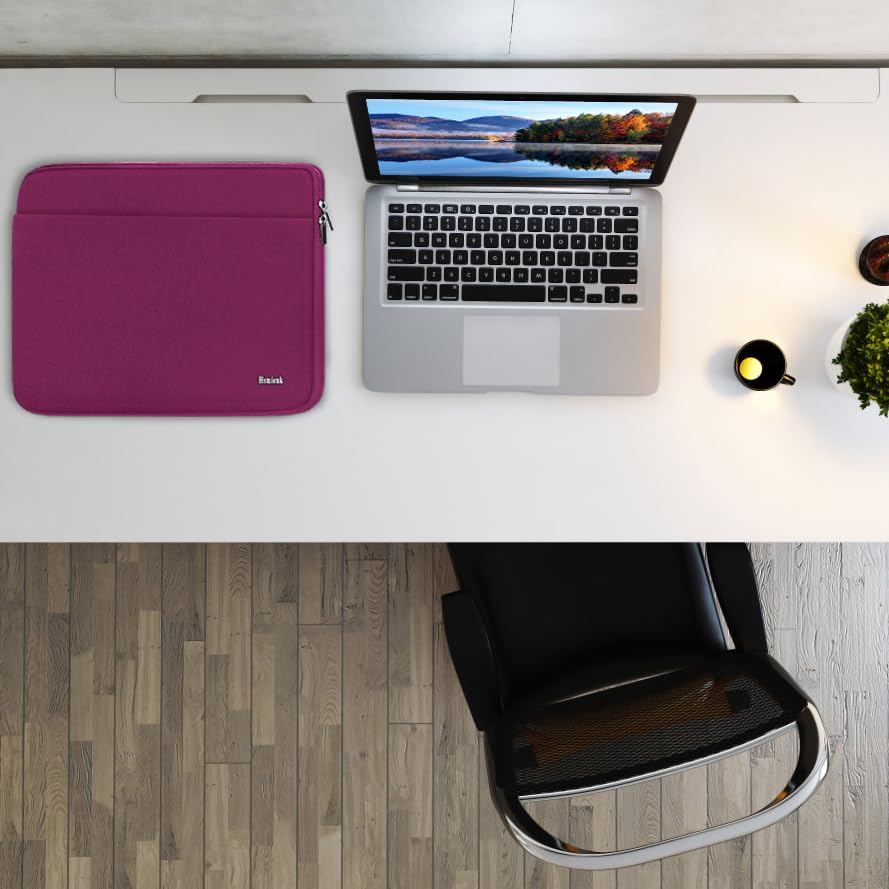 Image of Laptop Case 14 inch, Shockproof Protective Notebook Cover Bag with Accessory Pocket, Carrying Laptop Sleeve Compatible for MacBook HP Lenovo Dell Asus Acer, Rose Red