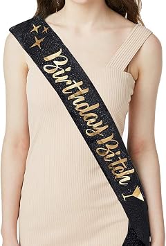 Birthday Sash - Birthday Gifts for Women Birthday Girl Sash Fun Party Favors Black/Gold