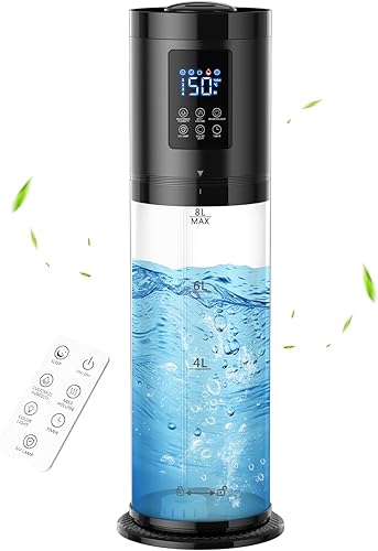 Humidificadores de 8L para dormitorio, silenciosos de 30 dB, cobertura de 500 pies cuadrados, tiempo de funcionamiento de 60 horas, llenado