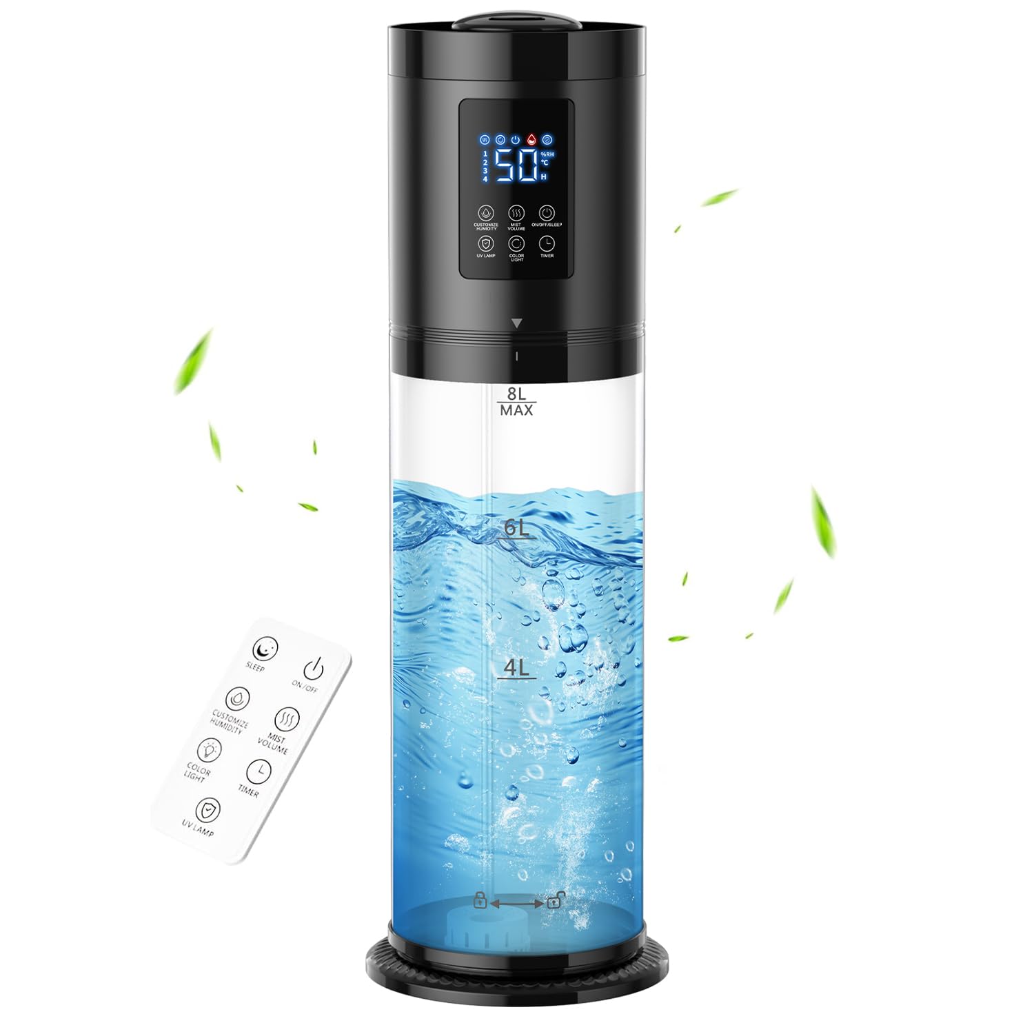 8L Humidifiers for Bedroom 30dB Quiet 500ft Coverage 60H Runtime Top Fill 3-in-1 Humidifier Large Room Essential Oil
