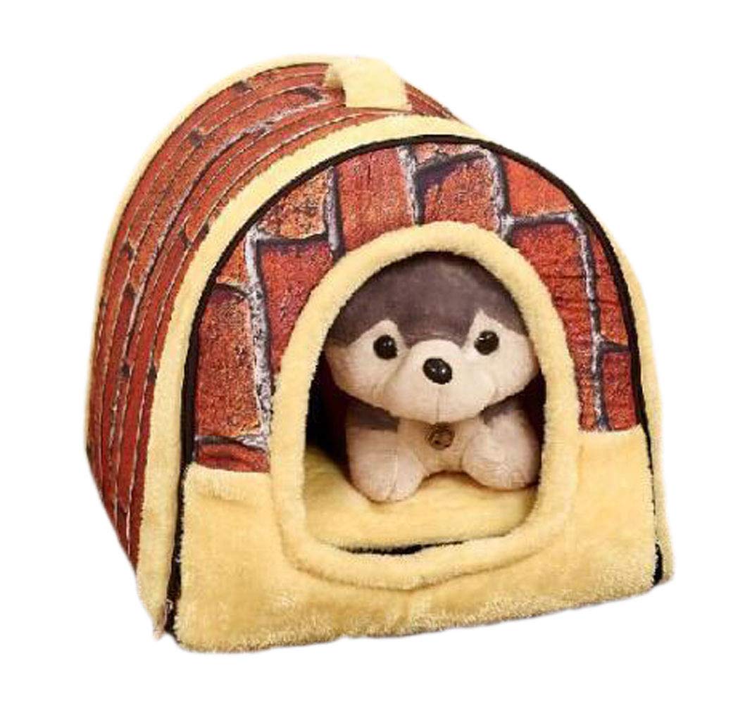 Crasy Shop 2 in 1 Pet House and Sofa, Foldable Dog Cat Bed Winter Soft and Warm Pet House Removable Cushion (6 Patterns, 3 Sizes for you to choose) (Red Brick, L) — image 1