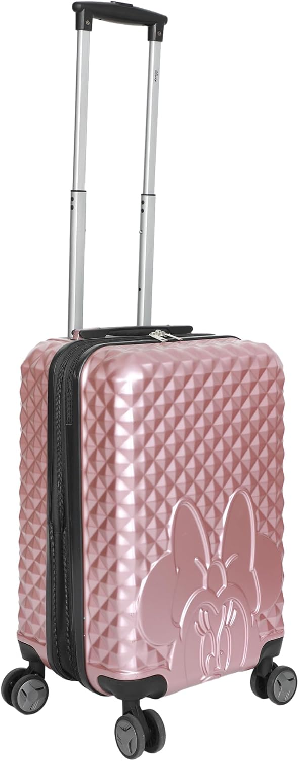 Bioworld Disney Minnie Mouse Rose Gold 20" Carry-On Luggage With Wheels And Retractable Handle