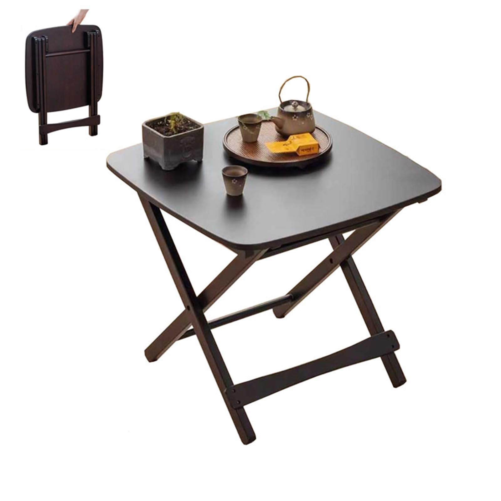 Table basse portable pliante en bambou de camping et balcon 48cm