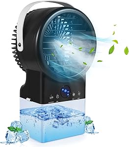 YouGottaIt Portable Air Conditioner Fan, 500ML Large Water Tank Air Cooler with Humidifie, 2/4H Timing Function, Misting Cooling Fan with Handle for Home Room Office
