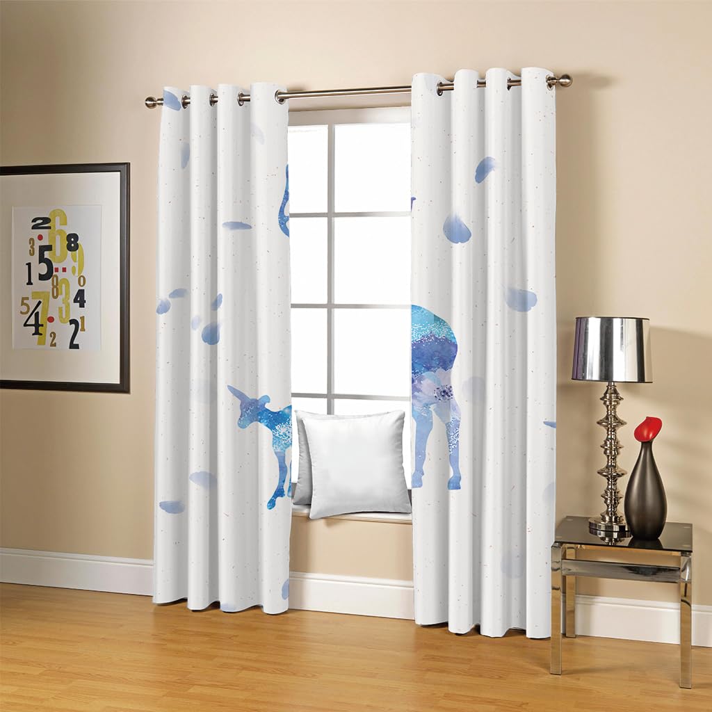 Vorhänge Kinderzimmer Junge 3D Abstrakte Blaue Hirsche Jungen Kinder Mädchen, Blickdicht Dekor Schlafzimmer 140x240 cm Verdunkelungs Fenster Vorhang Panels, Gardinen Mit Ösen