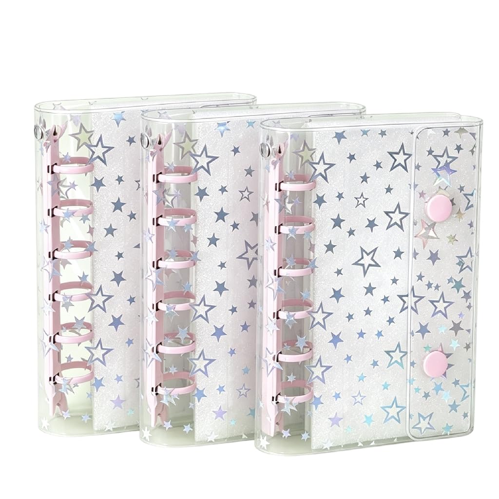 Raccoglitore ad anelli, formato A7, in plastica PVC, impermeabile, per scuola e ufficio (rosa-3)