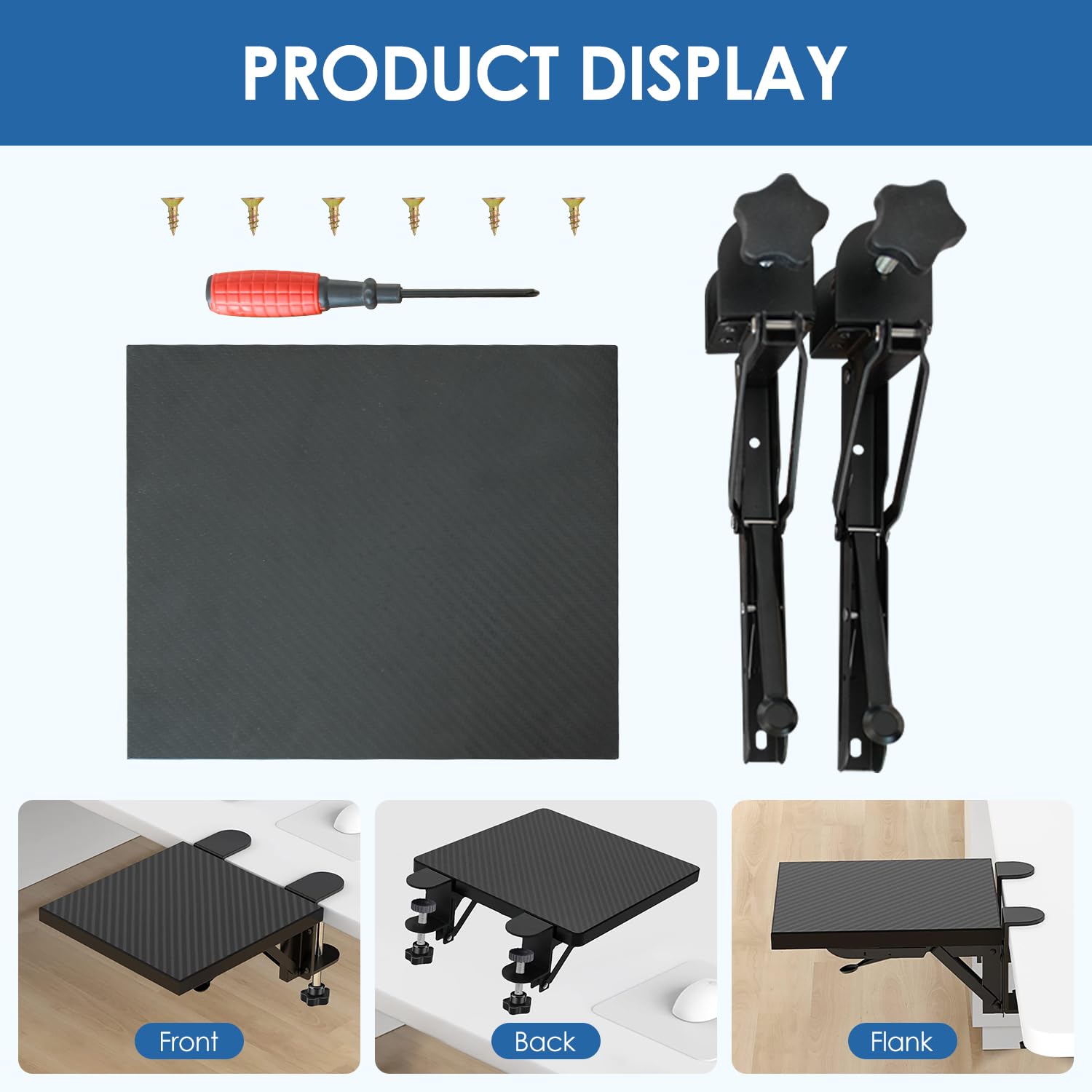 Bandeja de Expansión de Escritorio, Soporte de Teclado de Escritorio Ergonómico, Soporte de Brazo de Ratón Robusto, Adecuado para el Hogar y la Oficina, Sin Pinzas Perforadas (30 * 15cm)