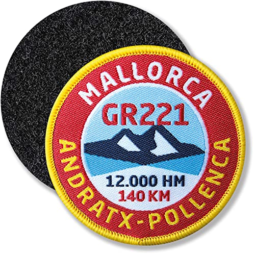 GR221 Mallorca/Klett Patch gewebt mit Klett-Verbindung rund/Klettpatch Klettabzeichen Klett-Patches Aufnäher Applikation für Kleidung Rucksack Taschen /