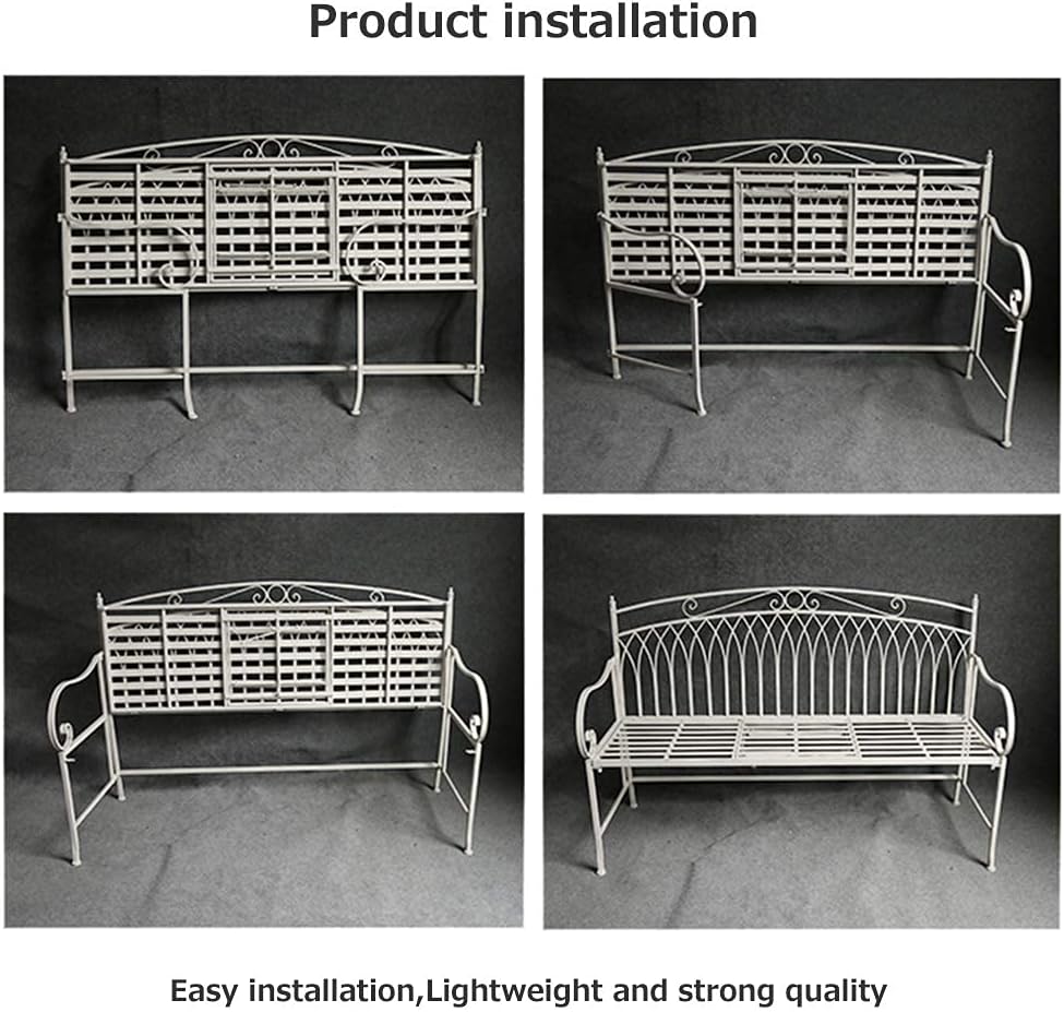 Park Garden Terrace Bench Outdoor Leisure Benches Cast Iron Garden Bench with Middle Table Weatherproof and Rust-Proof Retro Metal Bench 2-Seater Decorative Bench