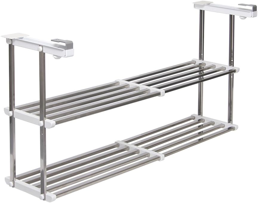 Extendable Hanging Door Lower Scissors Shelf, 2 Tiers, Width 21.7 - 37.4 inches (55 - 9