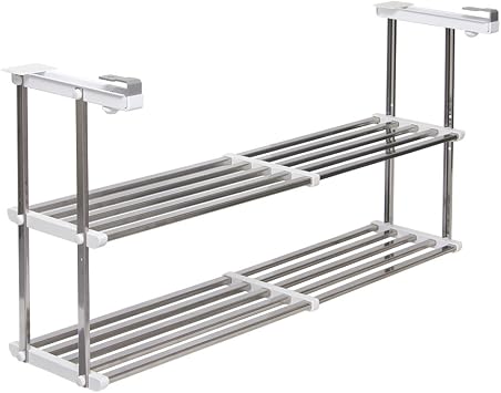 Extendable Hanging Door Lower Scissors Shelf, 2 Tiers, Width 21.7 - 37.4 inches 55 - 9