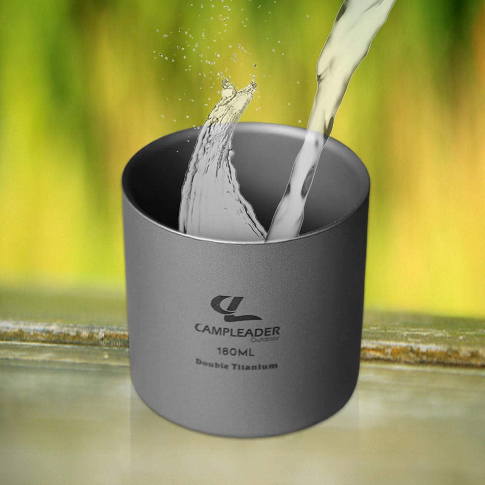 Titanium Cup 120ml/180ml/300ml Portable Camping Picnic Water Cup Mug,Double-Layer Lightweight Camping Mug With Sandblasted Surface, for Outdoor Picnic Backpacking (180ML)
