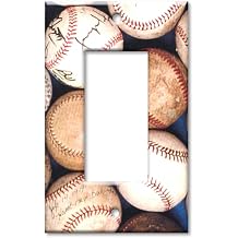 Art Plates - Single Gang Rocker Wall Plate - Sports Old Baseballs - Made in USA