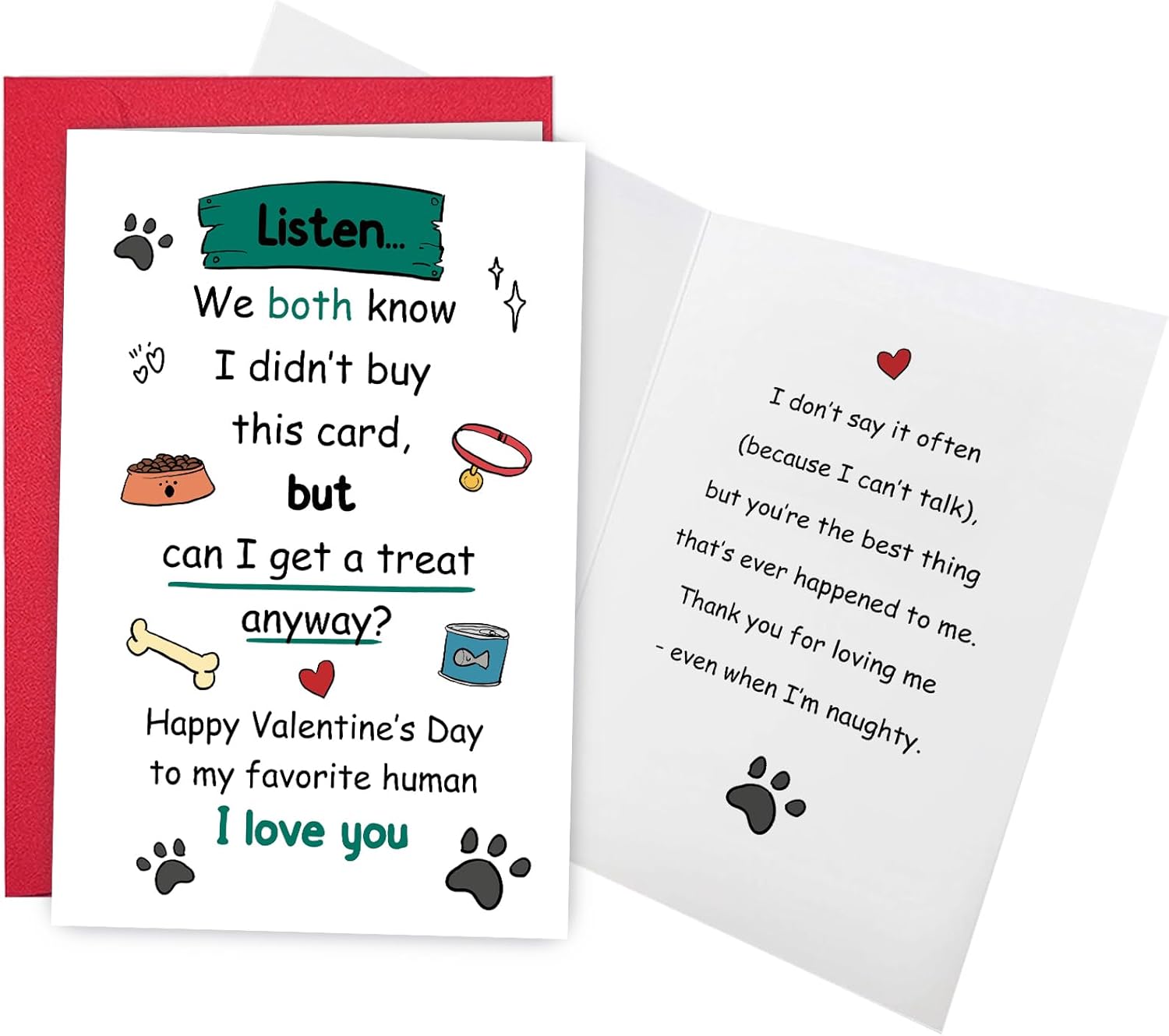 Alzombi Funny Valentine's Day Card from Dog, Valentines Day Card for Dogs Mom or Dogs Dad, Cute Dog Valentines Cards Gifts for Him Her