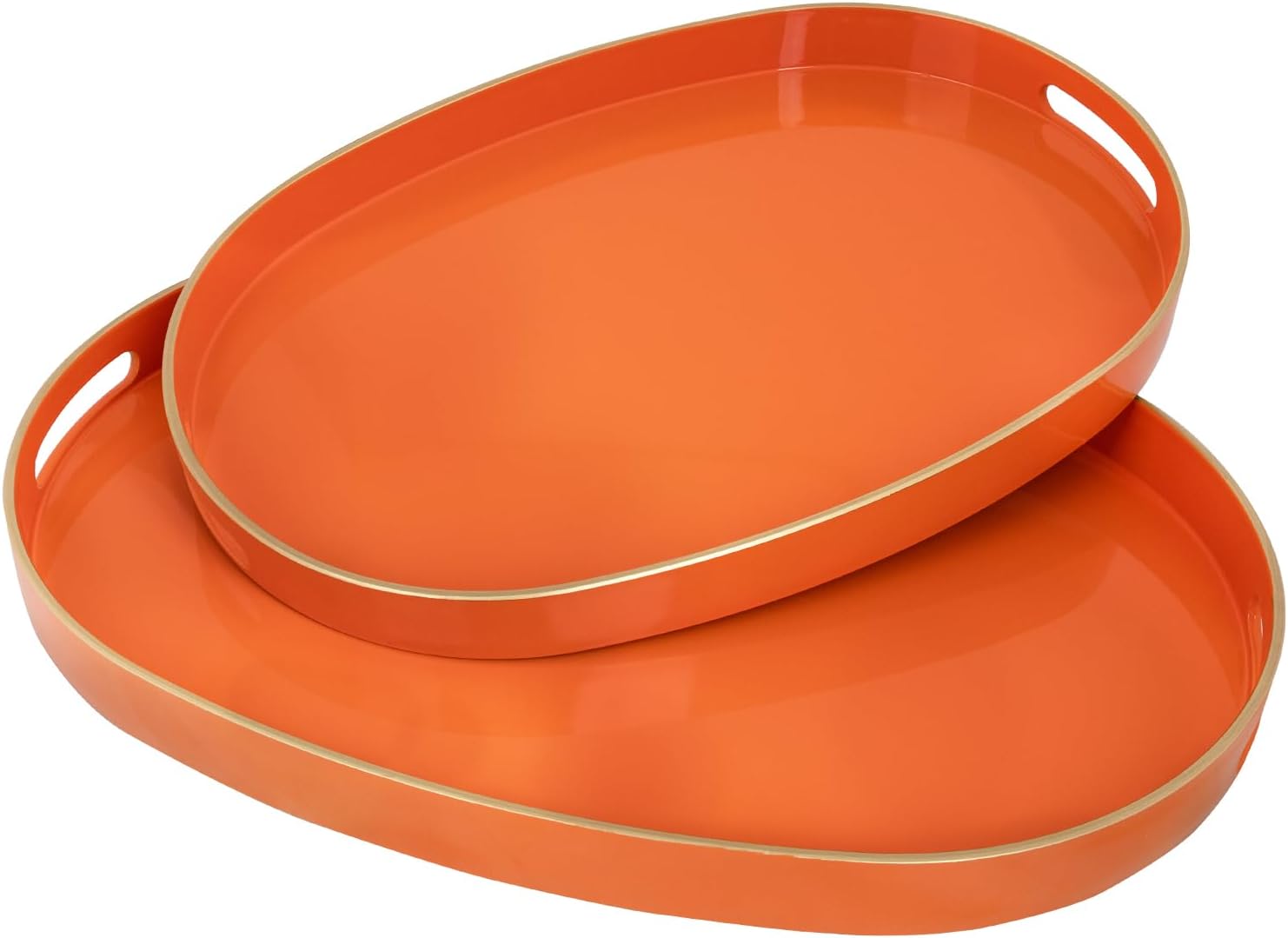 Kotobuki Rectangular Gloss Orange Lacquer Serving Tray, 18"3/4", Orange Serving Trays