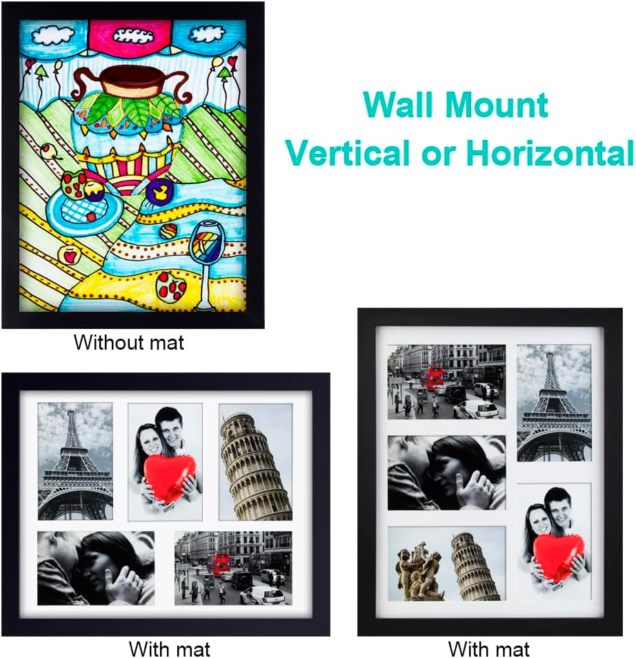 RPJC 11x14 Picture Frames Collage - Display 5 Pcs 4x6 inch Photos with Mat Made of Solid Wood and Glass Cover - Image 5