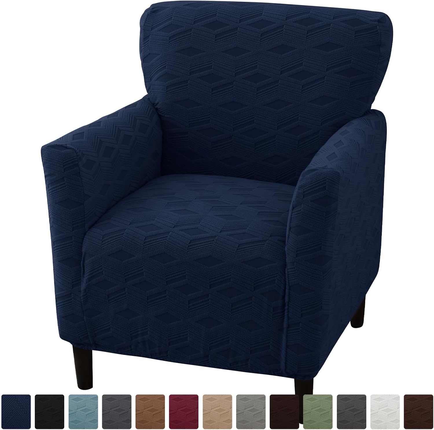 Stretch Modern Banquet Armchair Slipcover 1-Piece Accent Chair Covers with Arms Soft Chair Slipcovers for Living Room Armchair Furniture Protector Office Reception Reading Sofa (Dark Blue)