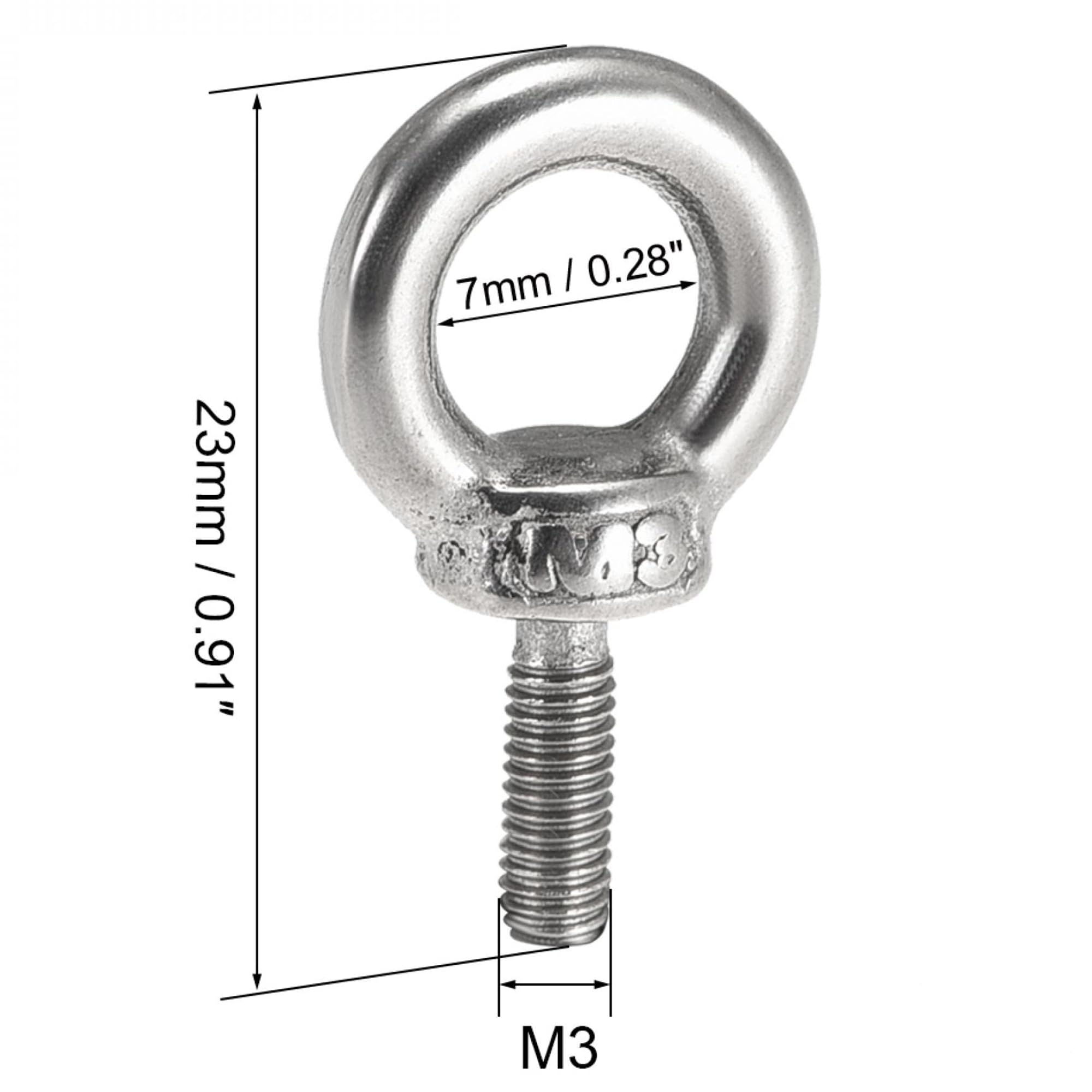 TA-VIGOR 10Pcs M3 x 9mm Lifting Long Eye Bolt, 304 Stainless Steel Wall Expansion Anchor Bolts - Image 2
