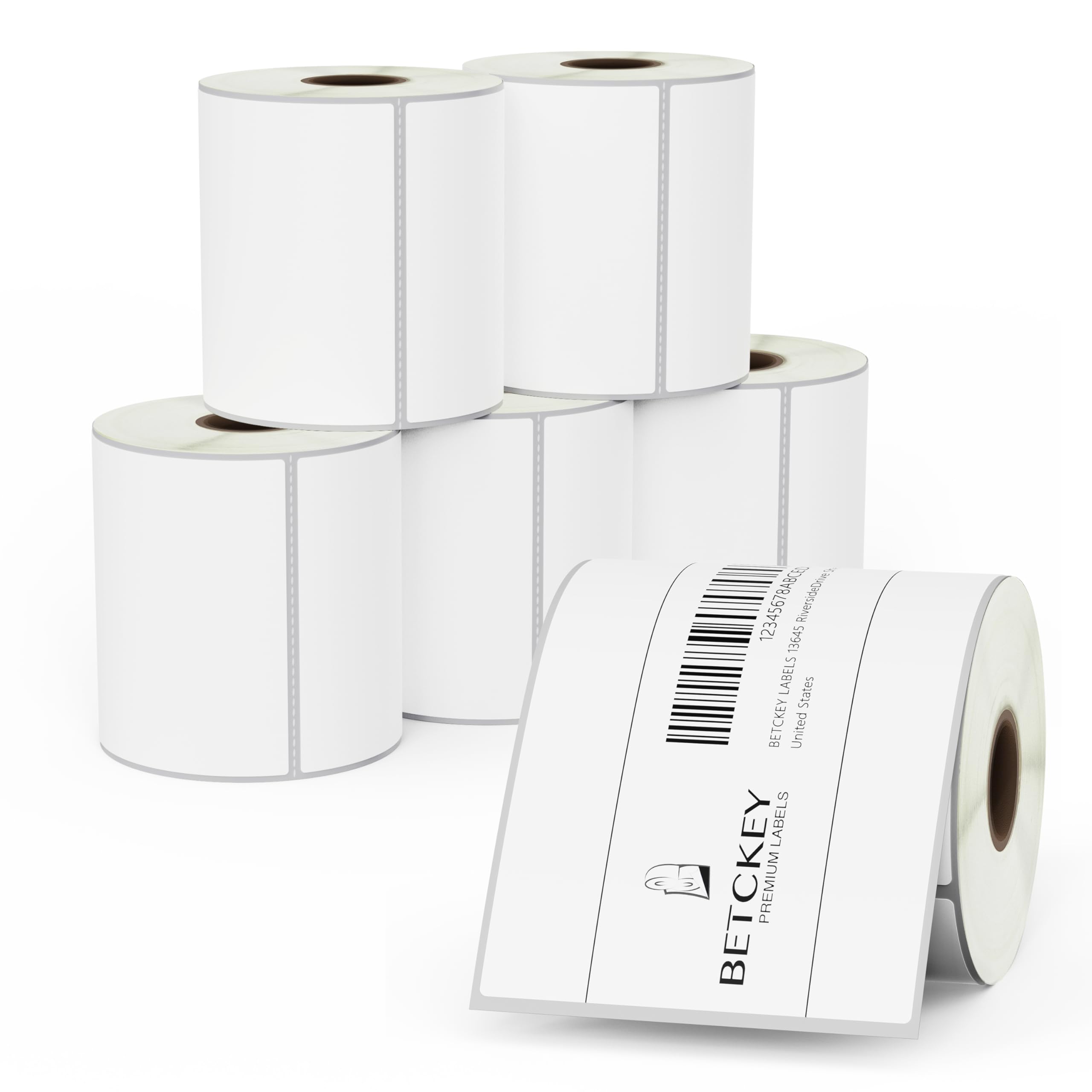 BETCKEY - 6 Rotoli di Etichette Film Rimovibili,76mm x 127mm, 2100 Etichette a Distacco Facile Senza Residui per Stampanti Termiche