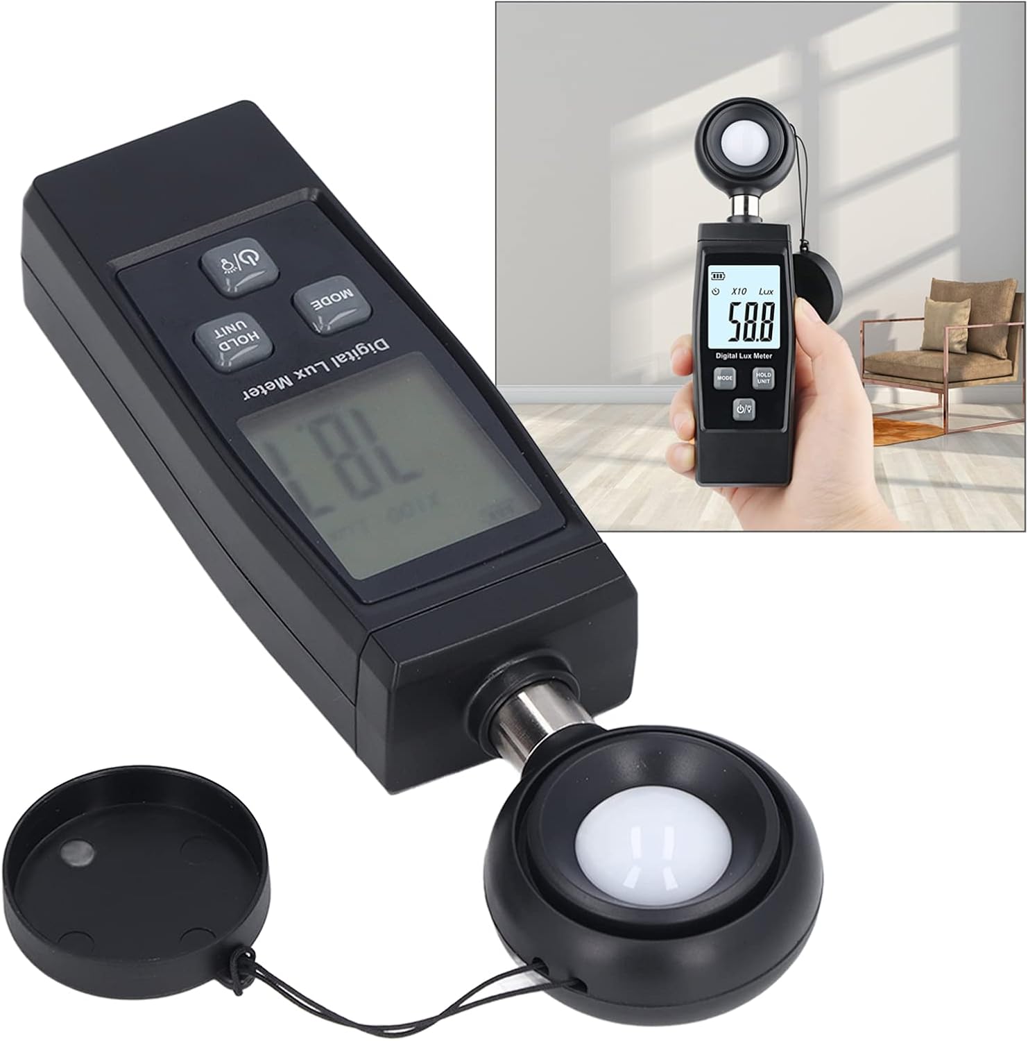 Topyond Handheld Digital Illuminance Meter Wide Measurement Range,Switchable Units for Lamps, Animal Husbandry, and Mining Industries,LCD Display for Industrial, Laboratory, and Office