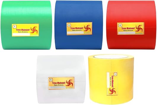 Vastu Tape 4 INCH Wide x 20 Meter, Color-Coded Vastu Correction Tape for Toilet & Entrance, Zone Balancing & Main Door Remedy Pack of 5
