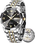 OLEVS Watches for Men Chronograph Luxury Dress Stainless Steel Waterproof Mens Watches Moon Phase Luminous Business Calendar Wrist Watch Blue/Black/Green/Gold/Face