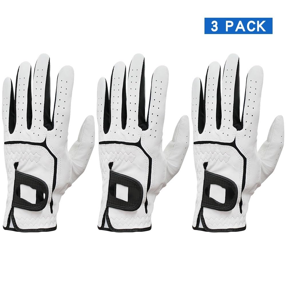 Golfhandschuhe 3 Pcs Herren Golf Handschuh Weichen Bequemen Links/Rechts Hand rutschfeste Golf Handschuhe for Männer Golfhandschuhe Damen(Worn On Left Hand,26 X-Large)