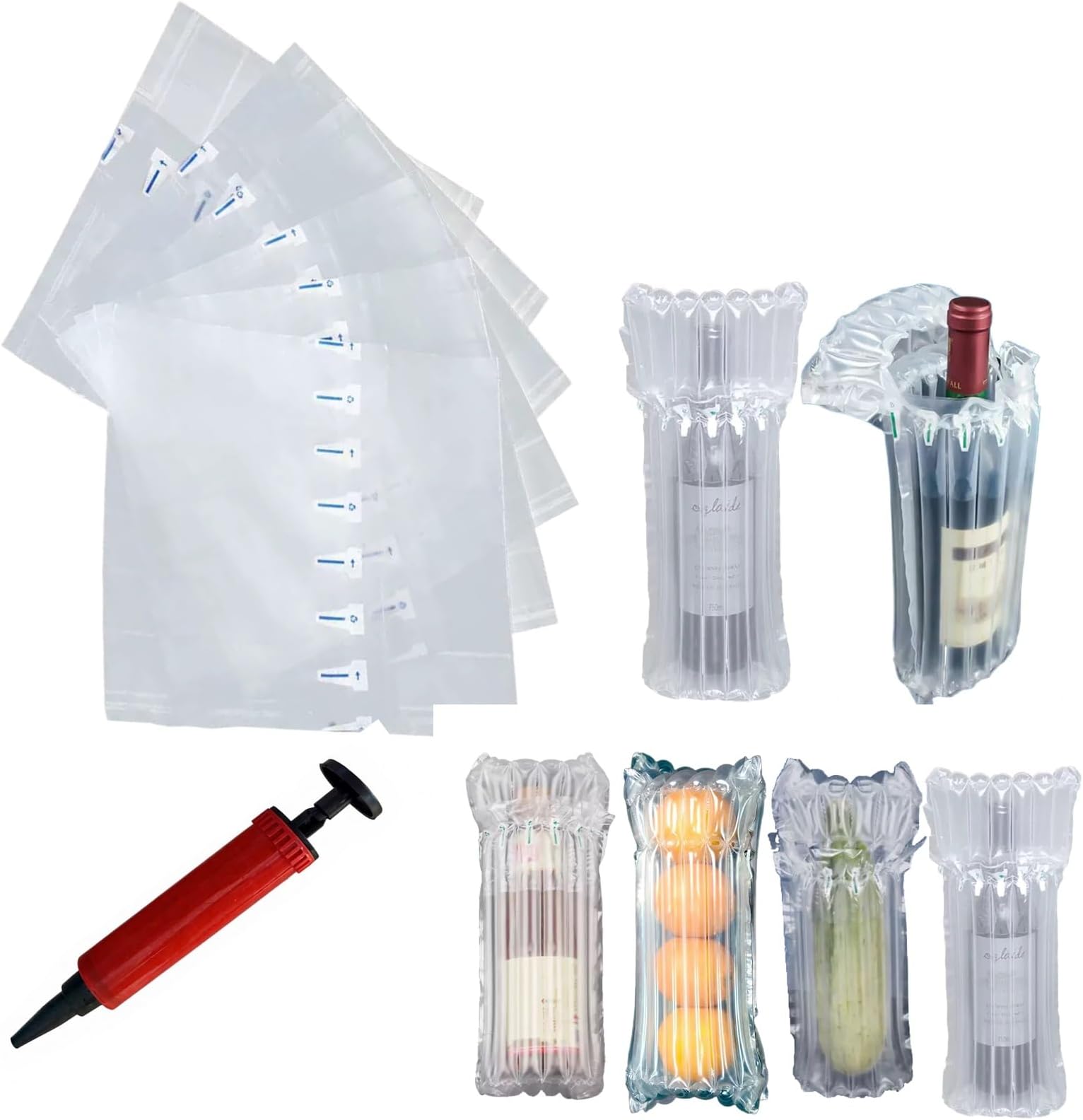 – Extra Thick Reusable Wine Bottle Protectors 20-Pack with Hand Pump, Inflatable Air Cushion Sleeves for Shockproof Shipping and Travel, Shatterproof Protection for Glass Bottles