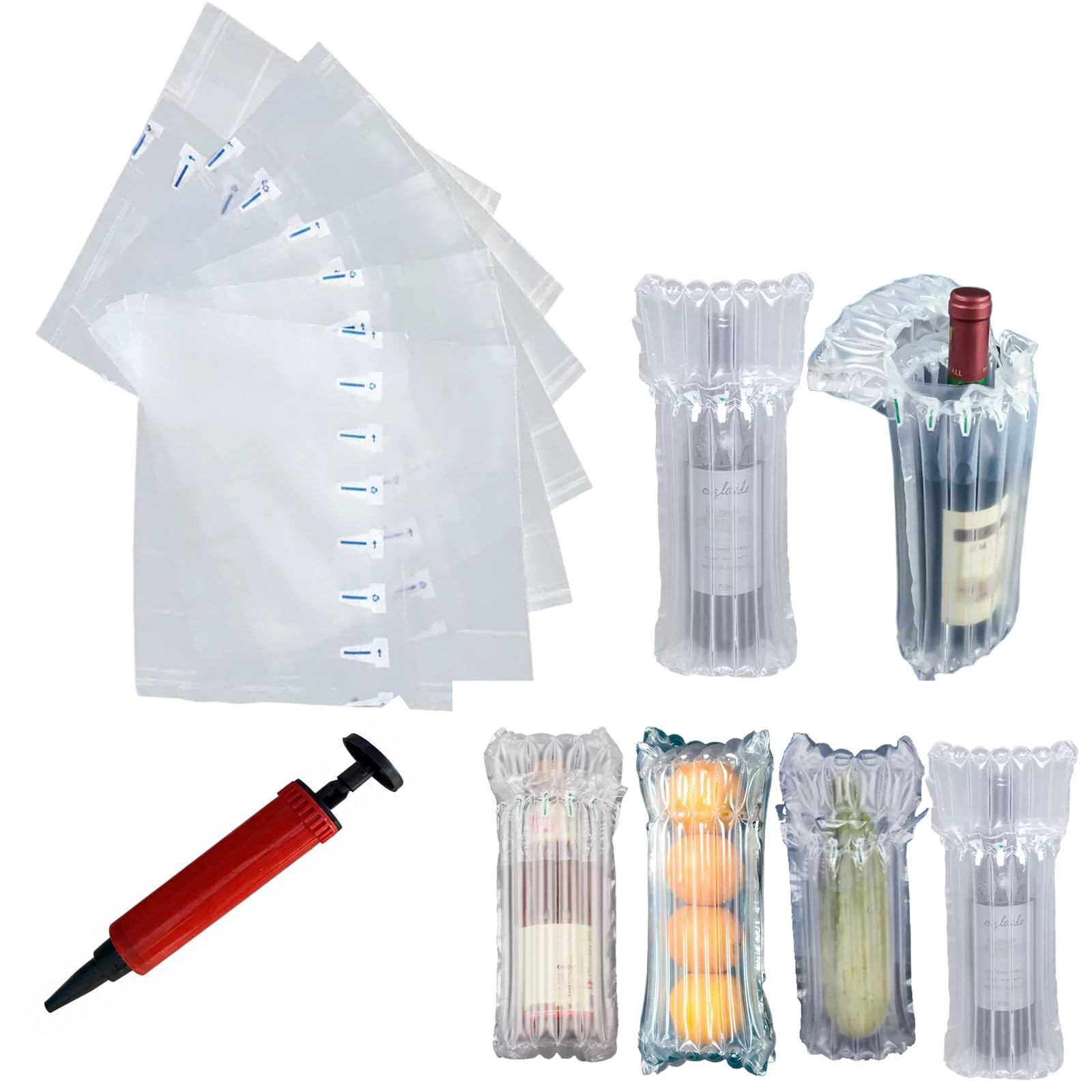 – Extra Thick Reusable Wine Bottle Protectors 20-Pack with Hand Pump, Inflatable Air Cushion Sleeves for Shockproof Shipping and Travel, Shatterproof Protection for Glass Bottles