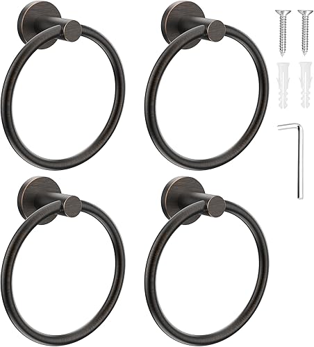 Miniatura 18 de SetSail - Soporte de toalla para pared de baño, anillo de toalla negro mate de acero inoxidable, soporte de toalla de mano resistente para baño